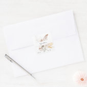 Boho Beach Tropisch Beige Bloemige Dank Je Vierkante Sticker (Envelop)