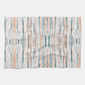 Boho Beach Waterverf Stripes Blauwgroen Peach Blee Theedoek (Horizontaal)