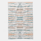 Boho Beach Waterverf Stripes Blauwgroen Peach Blee Theedoek (Verticaal)