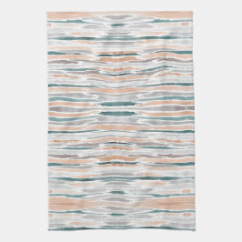 Boho Beach Waterverf Stripes Blauwgroen Peach Blee Theedoek