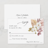 Boho Beach White Floral no Meal RSVP (Voorkant / Achterkant)