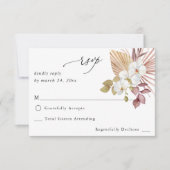 Boho Beach White Floral no Meal RSVP Kaartje (Voorkant)