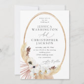 Boho Beach White Floral Wedding Kaart (Voorkant)