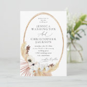 Boho Beach White Floral Wedding Kaart (Staand voorkant)