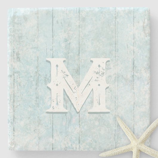 Boho Beach Wood Rustiek Monogram Kust Modern Stenen Onderzetter
