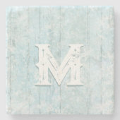 Boho Beach Wood Rustiek Monogram Kust Modern Stenen Onderzetter (Voorkant)