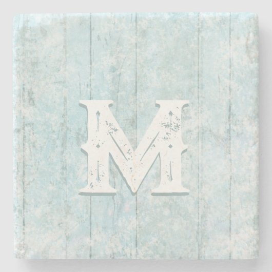 Boho Beach Wood Rustiek Monogram Kust Modern Stenen Onderzetter (Voorkant)