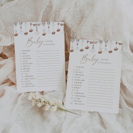 Boho Beach Word Scramble Baby shower spel Kaart