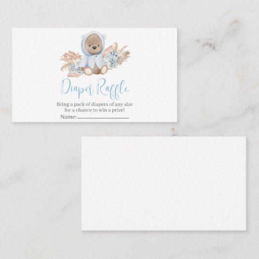 Boho Bear Baby Shower Diaper Raffle Visitekaartje (Voorkant / Achterkant)