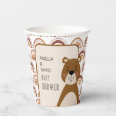 Boho Bear Rainbow Neutral Baby Shower Table Decor Papieren Bekers (Voorkant)