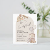 Boho Bearly Wait Teddy Bear Baby shower Invitation (Staand voorkant)