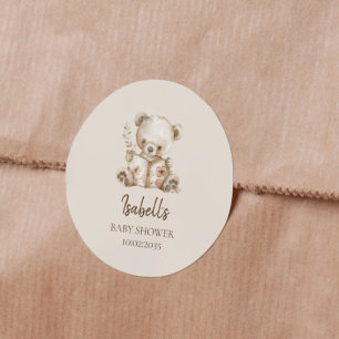 Boho Bearly Wait Verhalenboek Beer Baby Shower Ronde Sticker
