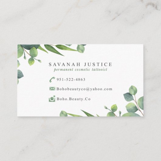 Boho Beauty Co Visitekaartjes (Achterkant)