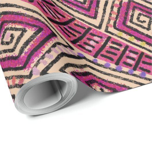 Boho Beauty Earthy Roze Mud Cloth Style Cadeaupapier (Rol Hoek)