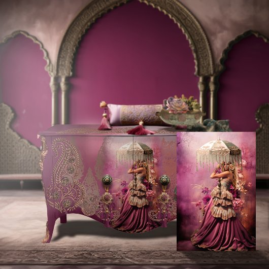 Boho Beauty Portret, Parasol & Bloemenkunst Tissuepapier