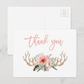 Boho bedankt briefkaart, Bohemian Notecard Briefkaart (Voorkant / Achterkant)