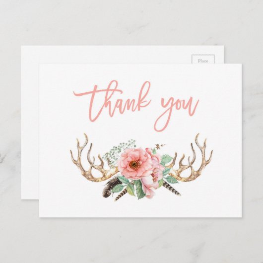 Boho bedankt briefkaart, Bohemian Notecard Briefkaart (Voorkant / Achterkant)