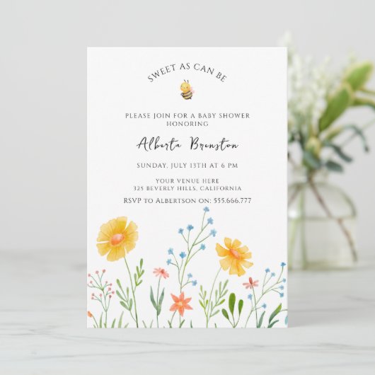 Boho Bee Baby shower Bloemzoet als kan Bee Baby Kaart (Staand voorkant)
