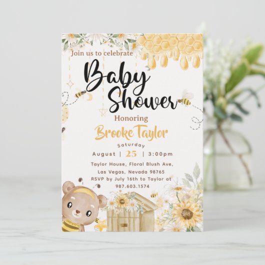 Boho Bee Baby shower Kaart (Staand voorkant)
