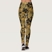 BOHO BEE SWARM Chic Pattern Gold op zwarte Legging (Achterkant)