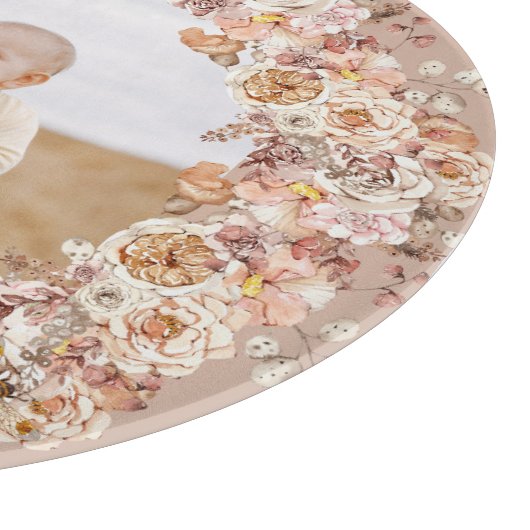 Boho Bee Waterverf Floral Aangepaste Foto Mam Snijplank (Hoek)