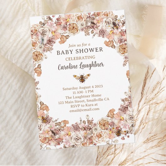 Boho Bee Waterverf Wilde Baby shower Kaart