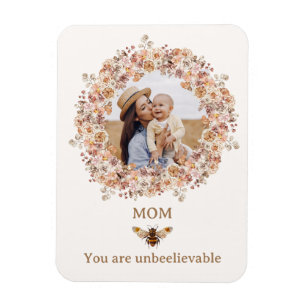 Boho Bee Waterverf Wildflower Aangepaste foto mama Magneet