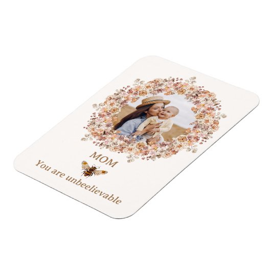 Boho Bee Waterverf Wildflower Aangepaste foto mama Magneet (Linkerzijde)