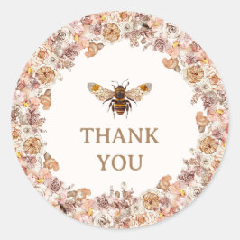 Boho Bee Waterverf Wildflower Dank u Ronde Sticker