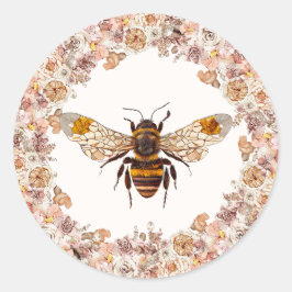 Boho Bee Waterverf Wildflower Ronde Sticker