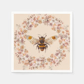 Boho Bee Waterverf Wildflower Servet (Voorkant)