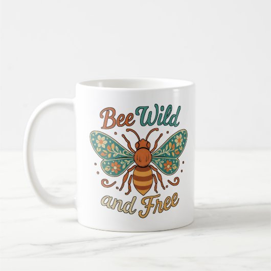 Boho Bee Wild en vrije bloemen Koffiemok (Links)