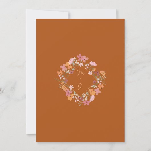 Boho beemdwei initialen bruiloft kaart (Achterkant)