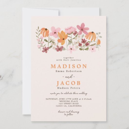 Boho beemdwei initialen bruiloft kaart (Voorkant)