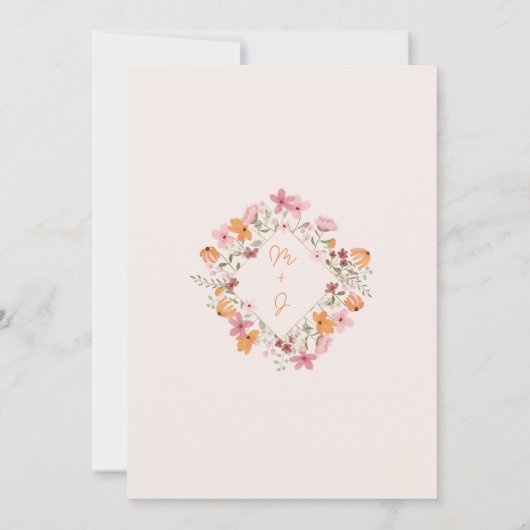 Boho beemdwei initialen bruiloft kaart (Achterkant)