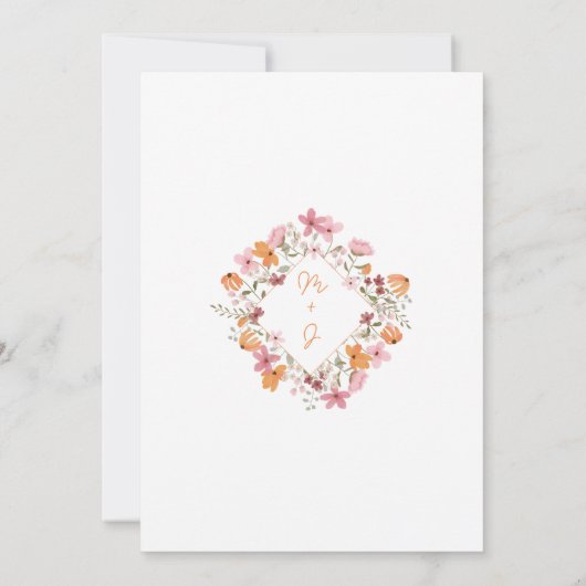 Boho beemdwei initialen bruiloft kaart (Achterkant)