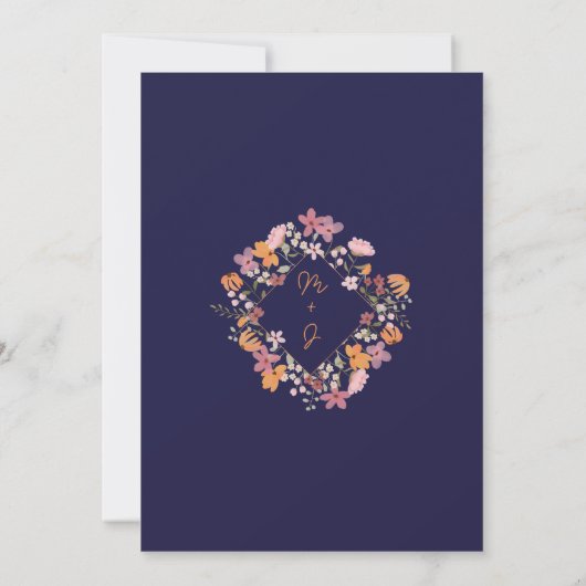 Boho beemdwei initialen bruiloft kaart (Achterkant)