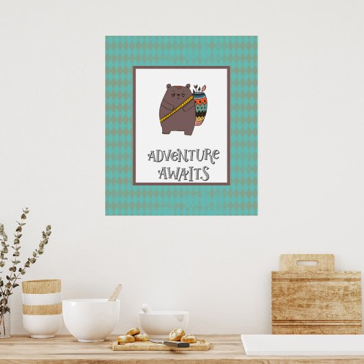 Boho Beer Avontuur Wacht Poster (Keuken)