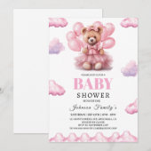 Boho beer baby meisje roze Babyshower Kaart (Voorkant / Achterkant)