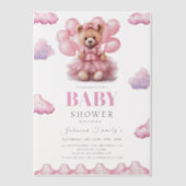 Boho beer baby meisje roze Babyshower Vellum Uitnodigingen (Voorkant)