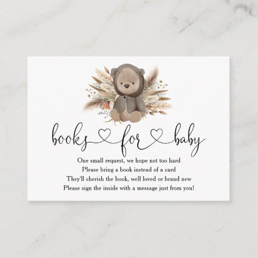 Boho Beer Baby shower Books for Baby Informatiekaartje (Voorkant)