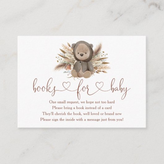 Boho Beer Baby shower Books for Baby Informatiekaartje (Voorkant)