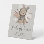 Boho Beer Baby shower Books for Baby Reclamebord Met Voetstuk (Voorkant)