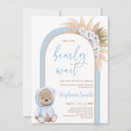 Boho Beer Baby shower Boy Invitation Kaart (Voorkant)