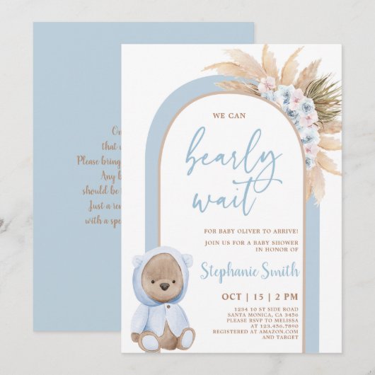 Boho Beer Baby shower Boy Invitation Kaart (Voorkant / Achterkant)