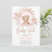 Boho Beer Baby shower Girl Invitation Kaart (Staand voorkant)