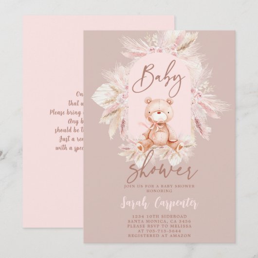 Boho Beer Baby shower Girl Invitation Kaart (Voorkant / Achterkant)