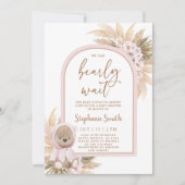 Boho Beer Baby shower Girl Invitation Kaart (Voorkant)