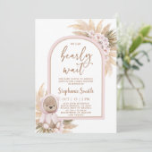 Boho Beer Baby shower Girl Invitation Kaart (Staand voorkant)