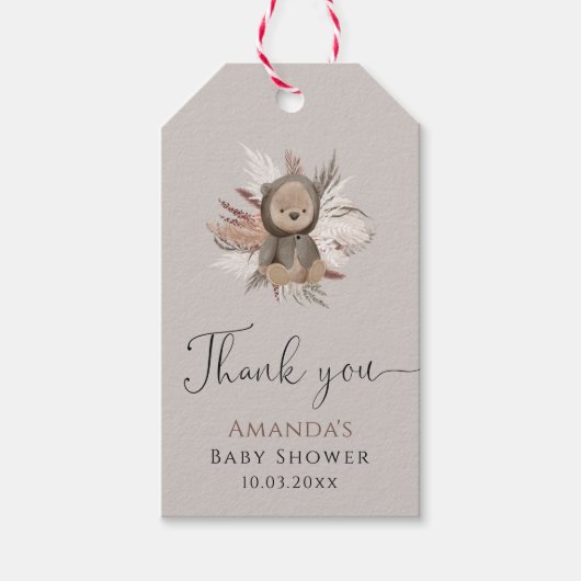 Boho Beer Baby shower Hartelijk dank Cadeaulabel (Voorkant)